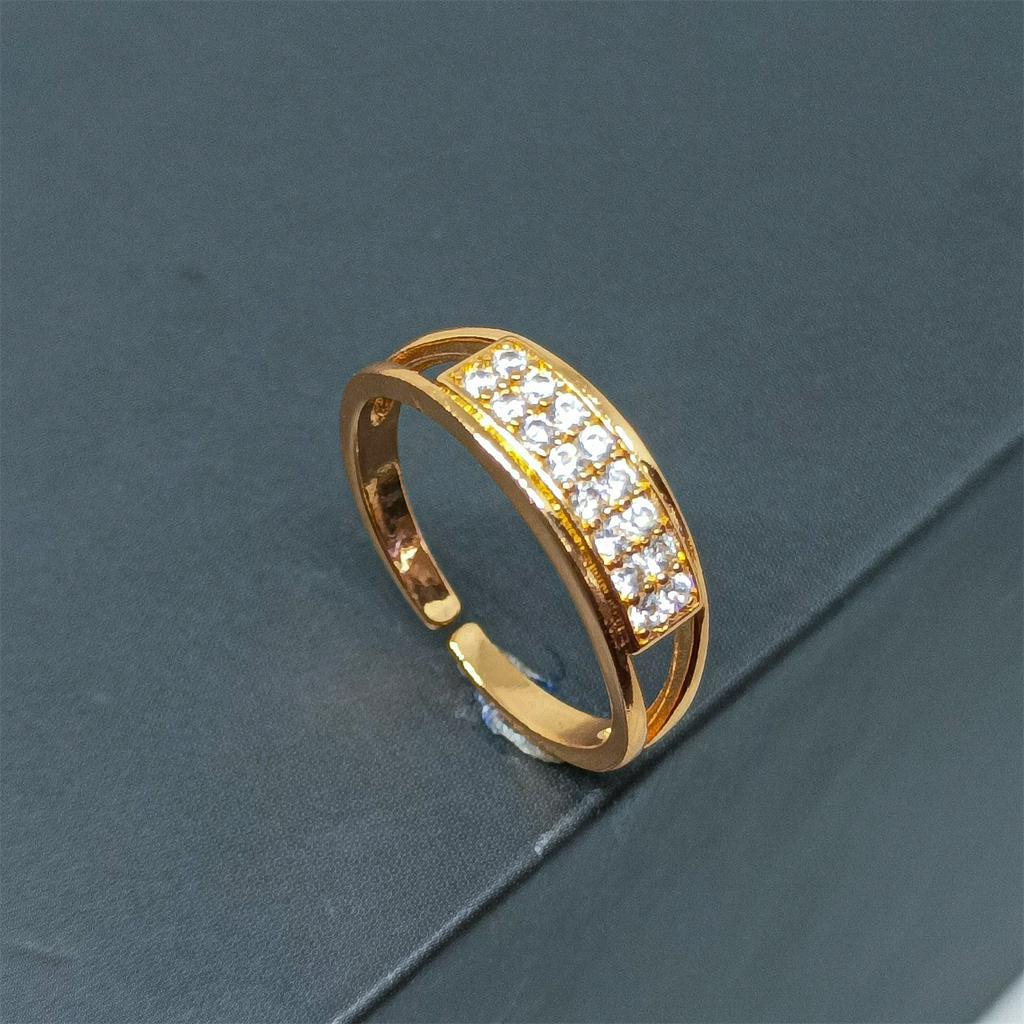 Cincin Titanium Tahan Pudar yang Dicuci Fashion Wanita Cincin Terbuka Berlian Berlapis Emas 24k Gold Xuping