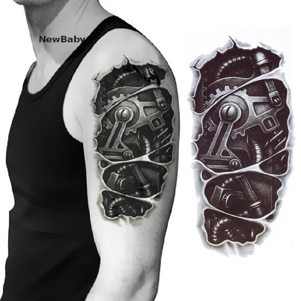 Newbaby Stiker Tattoo Temporer 3D Anti Air Motif Robot Untuk Lengantubuh