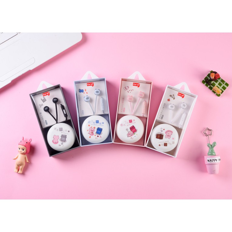 [E-169] Headset Earphone Karakter BABI TONG SAMPAH / Earphone + Wadah Earphone Motif TONG BABI Unik