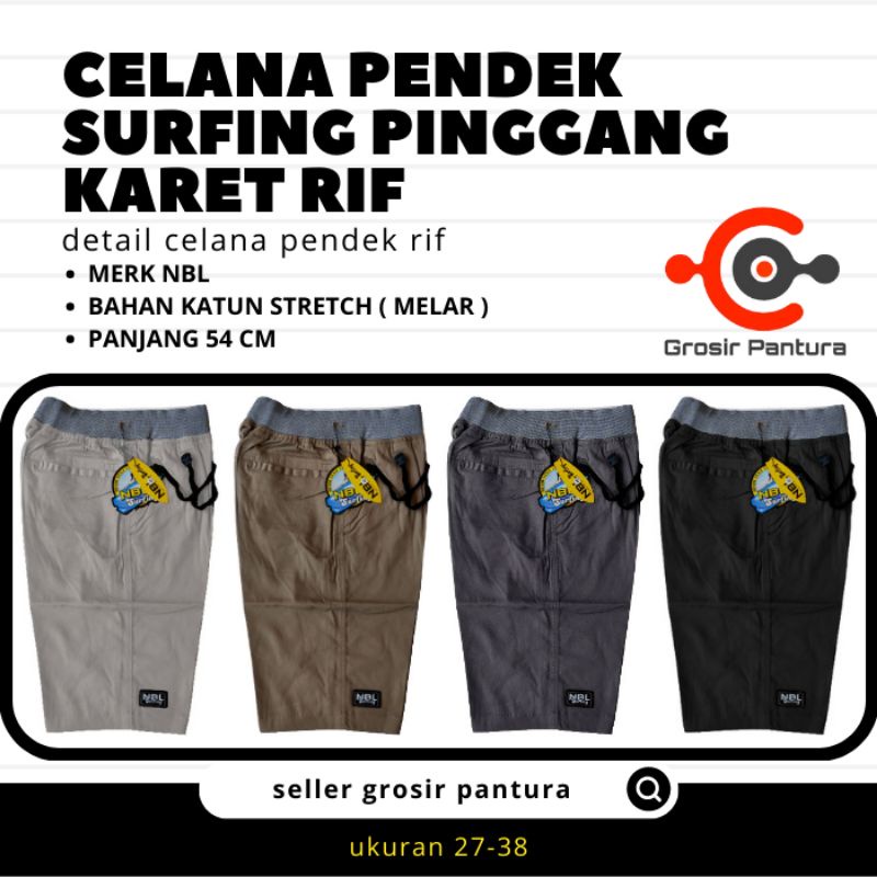 Celana Pendek Chino Pria Distro Pinggang Karet Rif Bahan Katun Stretch