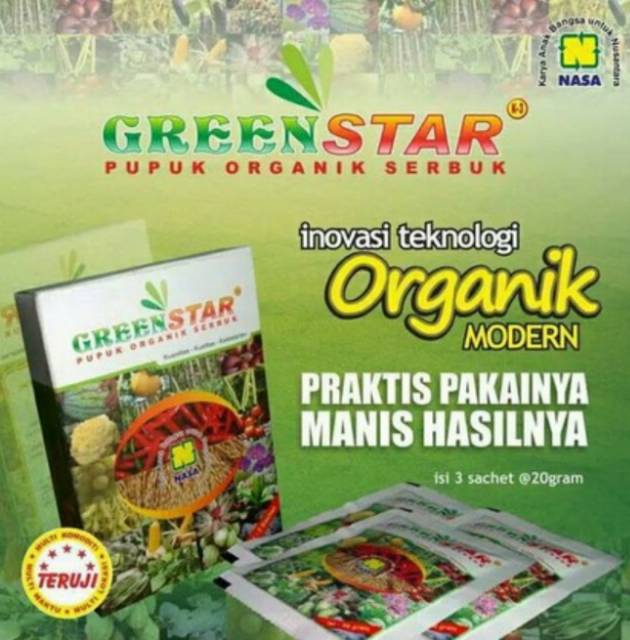 Pupuk Organik Padat Tepung/Serbuk Green Star Greenstar ecer 20g