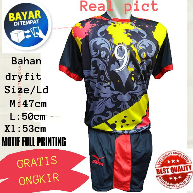 MIZUNO Baju Bola Futsal Volly Bahan Dryfit Motif printing