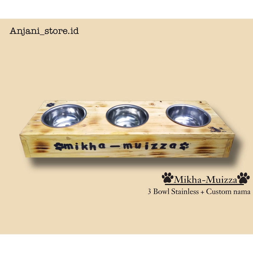 TEMPAT MAKAN KUCING DAN ANJING STAINLESS - COSTUM NAMA