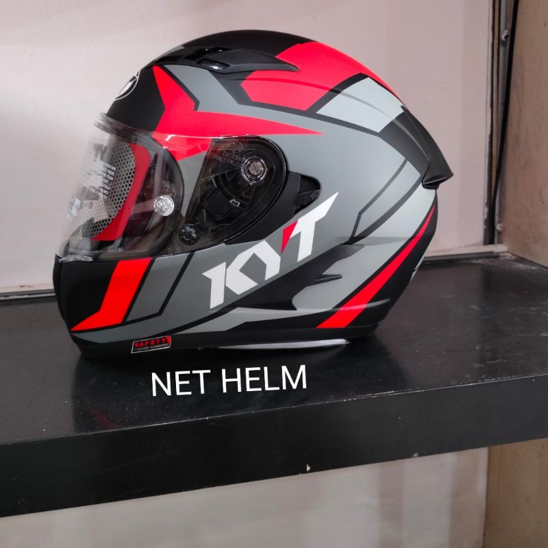 HELM KYT FALCON FR RAID MATT BLACK RED FLUO ONGKIR 2 KG
