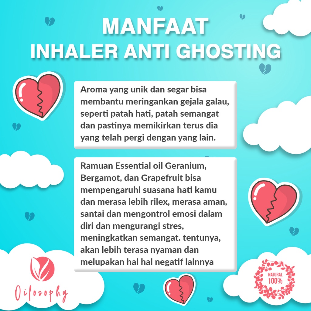 Inhaler Anti Ghosting Essential Oil Aromaterapi - Inhaler Hidung Penenang Minyak Esensial Aromaterapi Bergamot Esential Oil Grapefruit Oil Geranium Oil Asli Inheler Penenang Pikiran Penenang Depresi Pereda Stres Peningkat Imun Tubuh Relaksasi Kepala Ampuh