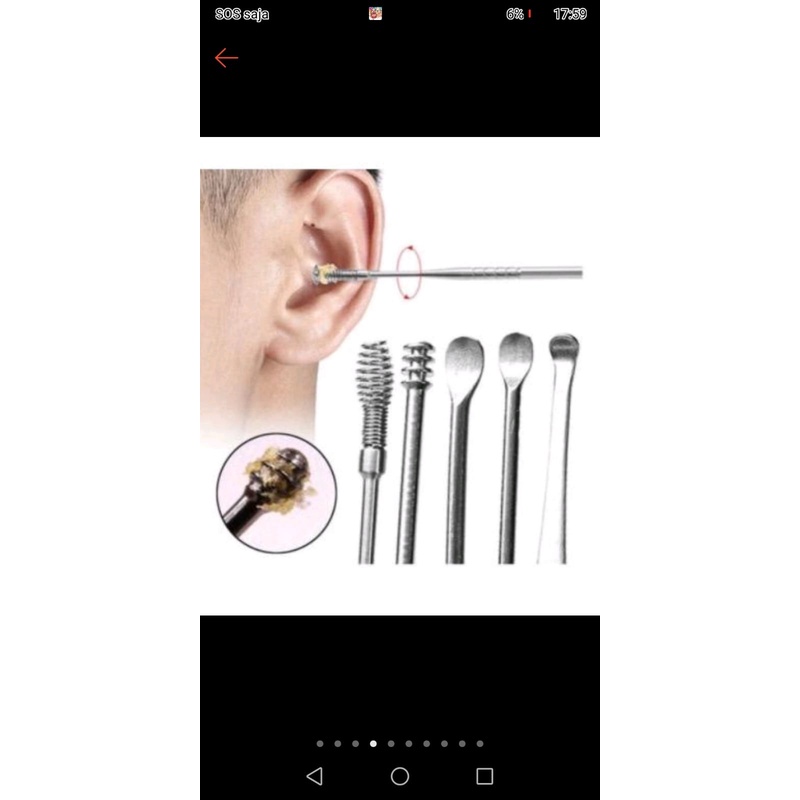 (FO)ALAT PEMBERSIH KOTORAN TELINGA KOREK KUPING STAINLESS EAR CLEANER KOTORAN SET ISI 5 ANTI KARAT WAX BESI IMPORT