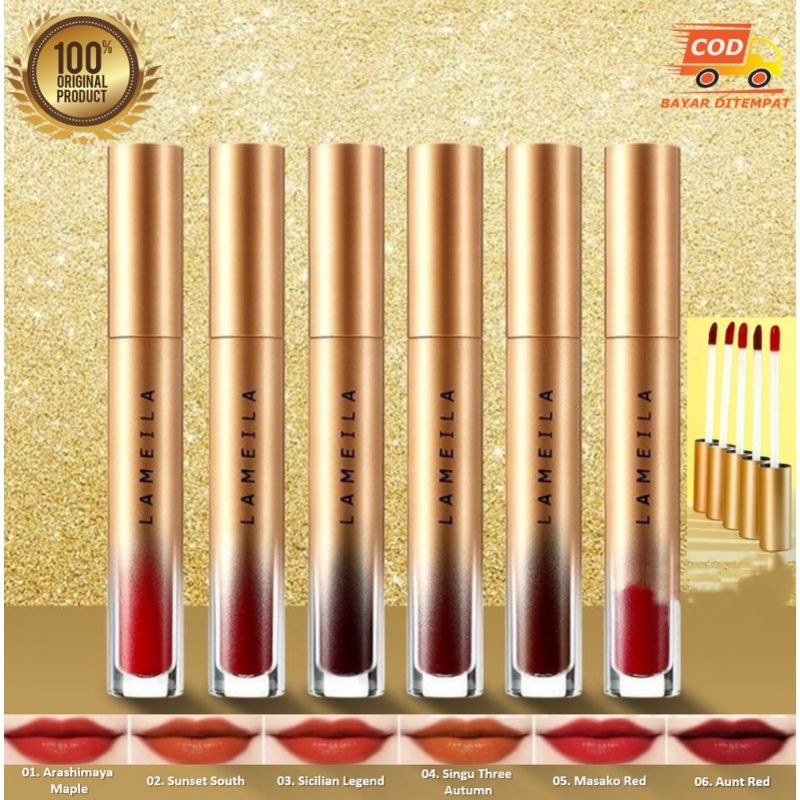 Lameila Lipstick Matte Gold Edittion Lip Gloss Pelembab Dan Pewarna Bibir Tahan Lama Anti Air