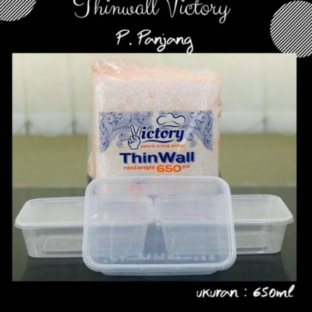 Thinwall persegi panjang (rectangle) 650ml/tempat salad/box nasi