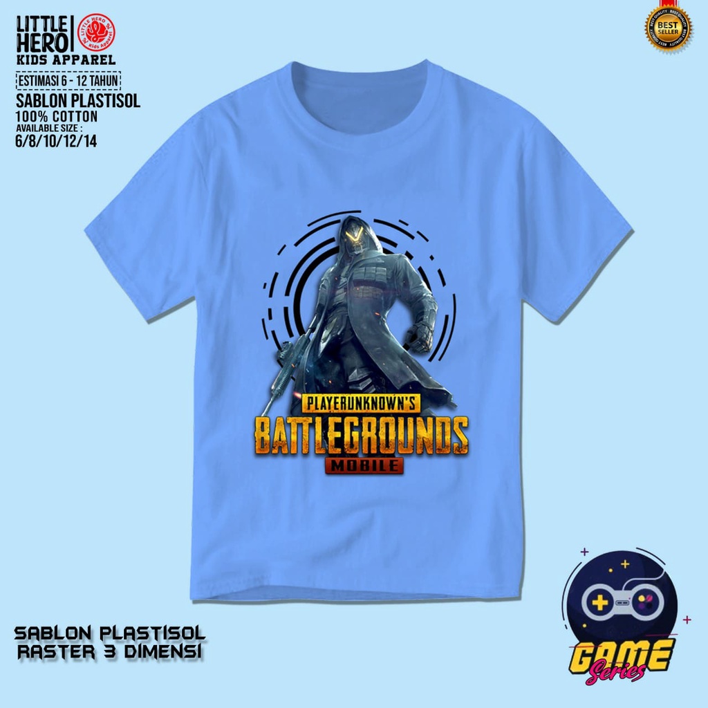 KAOS ANAK 3PCS 99RB LITTLE HERO GAMING SERIES BAHAN KATUN SABLON PLATISOL RASTER 3 DIMENSI 6-12 TAHUN