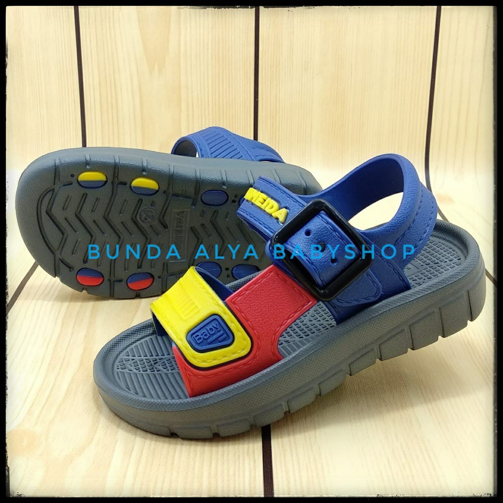 Sendal Anak Laki Laki 6 Bulan 1 2 Tahun Tali NAVY KUNING - Sepatu Sandal Gunung Anak Cowok Karet Anti Licin Size 18 - 23 - Sendal Gunung Anak Laki Laki