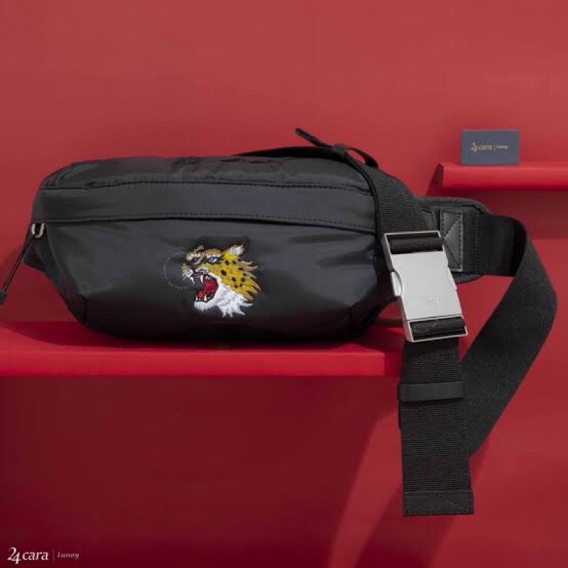 KENZO Women's Blue X Kansai Yamamoto Cheetah Black Embroidered Belt Bag bumbag sling bag original