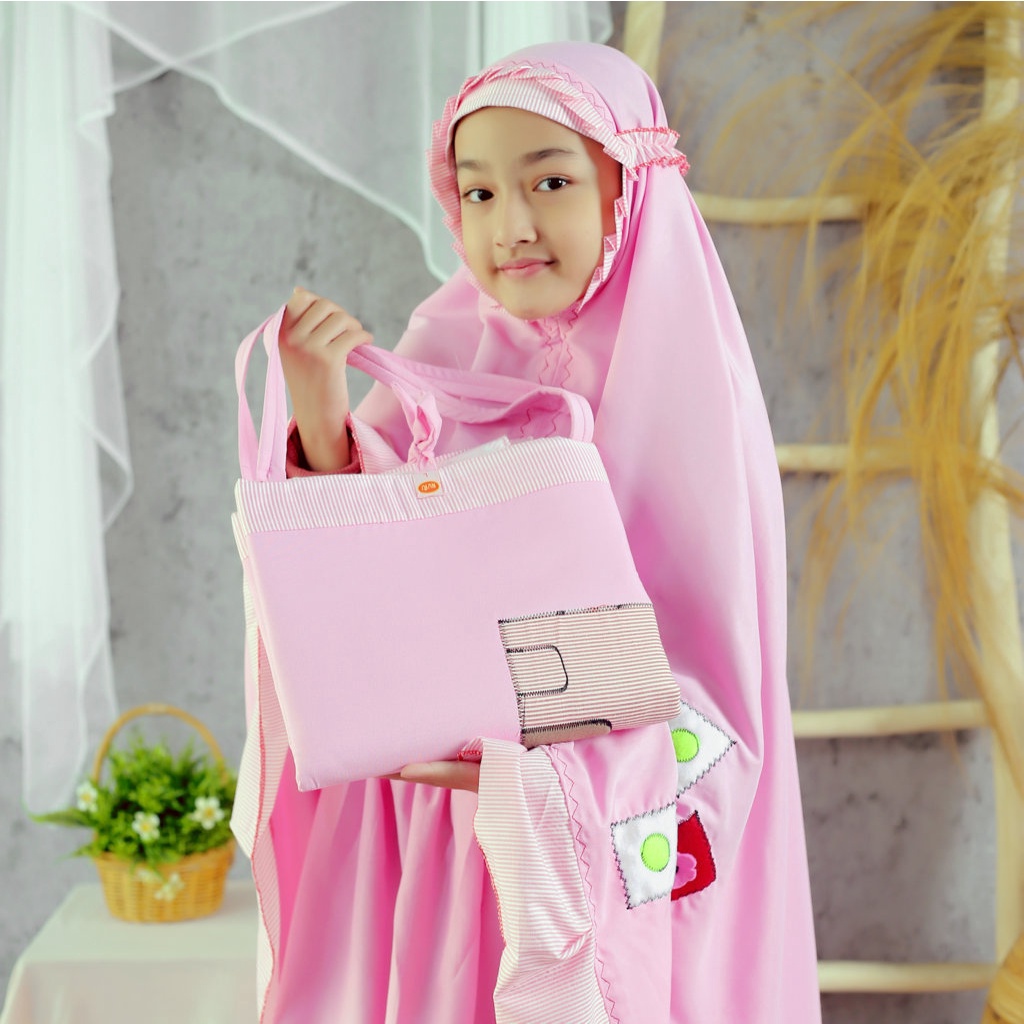 Mukena Anak Tas Sajadah Salur Katun mikro Premium Terbaru Termurah