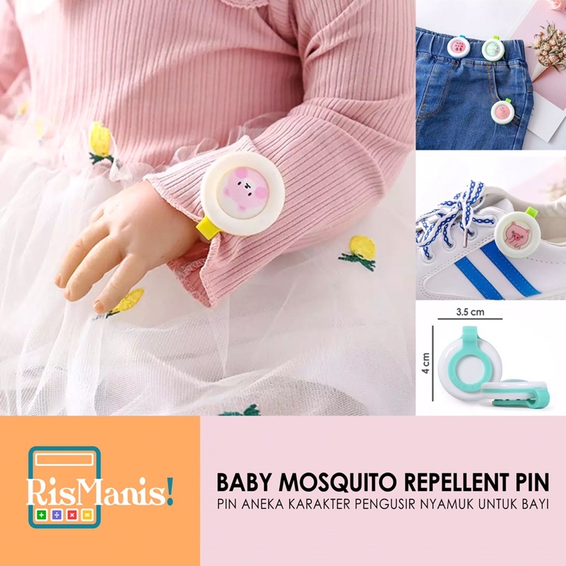 BABY MOSQUITO REPELLENT PIN - Bros Lucu Anak Bayi Balita Aneka Karakter Kartun Usir Gigitan Nyamuk