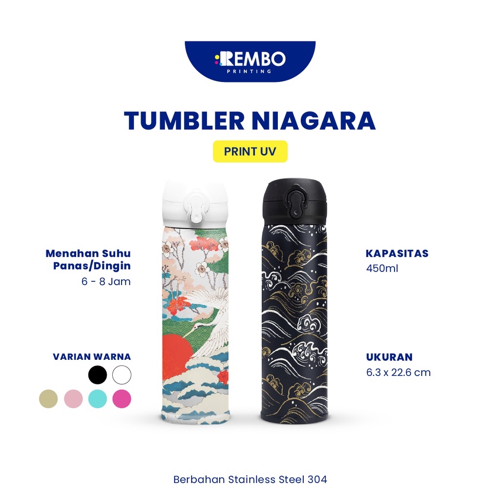 Tumbler Custom Niagara Cetak UV/Print UV  Nama/Logo/Foto Souvenir Tumbler/Botol Custom/Promosi Murah