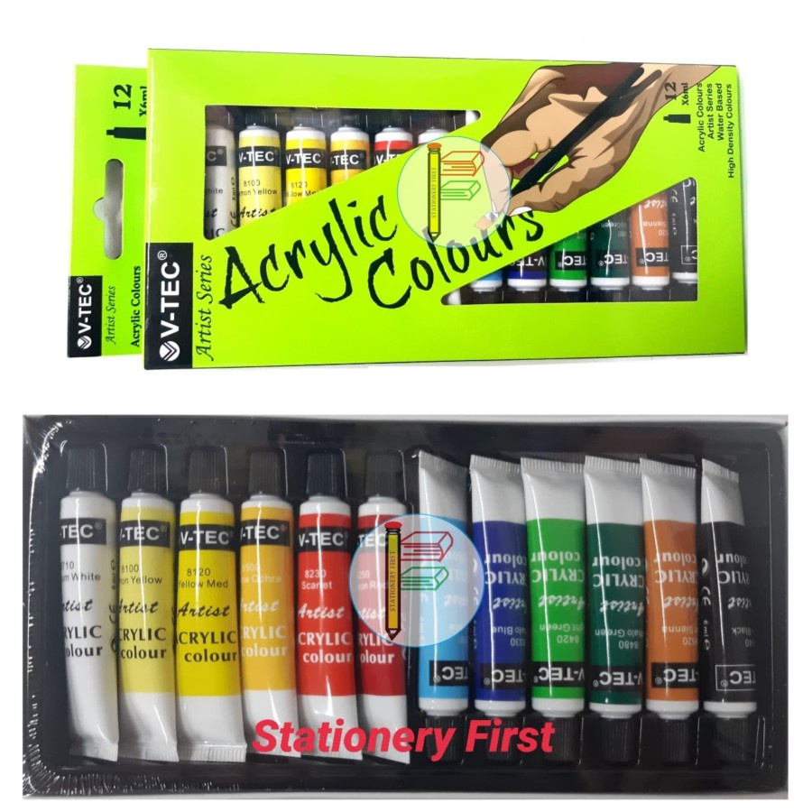 

V-TEC Acrylic Colour / Cat Akrilik VTEC 6ml 12 warna per Set
