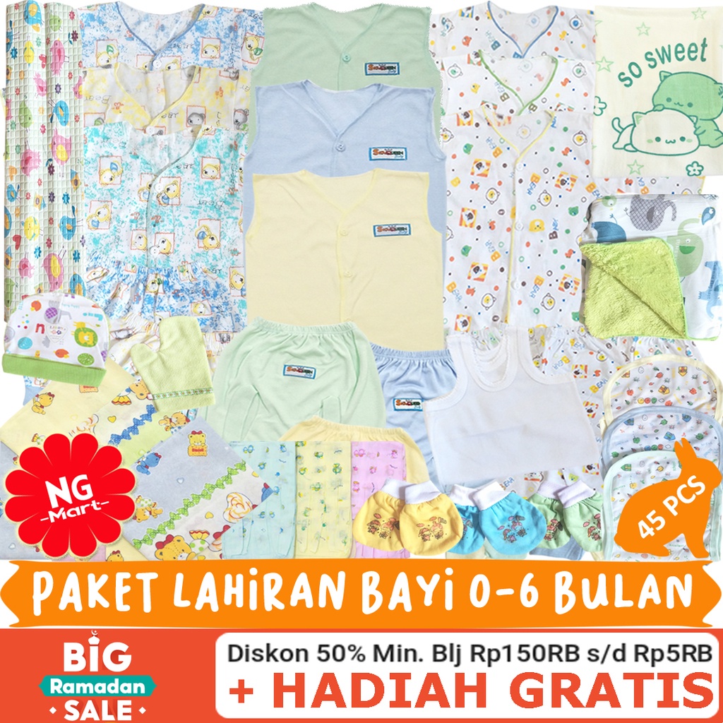 45PCS PAKET LAHIRAN PERLENGKAPAN BAYI BARU LAHIR LENGKAP NEWBORN SNI KADO HAMPERS-4