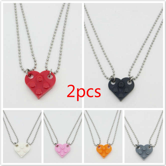 Cod READY STOCK Korean DIY Handmade Lovers Couple Detachable Heart Shaped Building Block Pendants Necklace Gifts