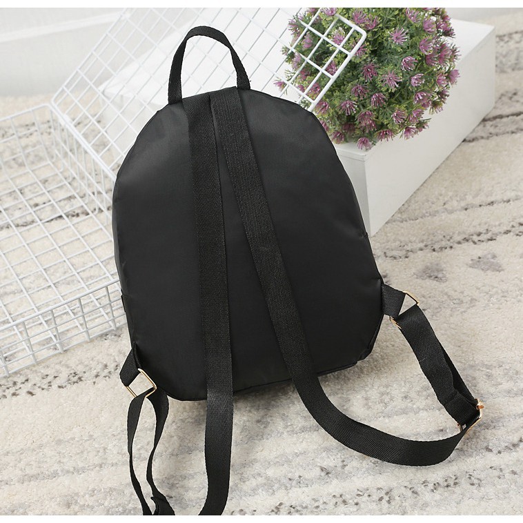 PROMO Tas Ransel Backpack Hitam Kecil Kain Nylon Cewek Korea TAS001