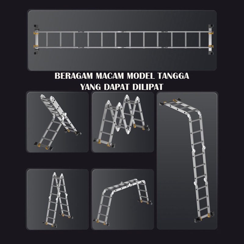 Tangga Lipat 5.8 Meter Paduan Aluminium Teleskopik Tangga Teleskopik Multifungsi