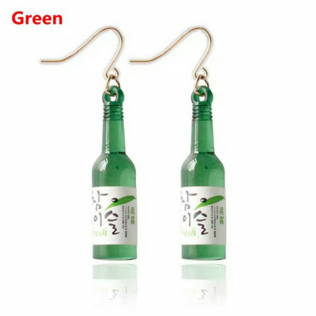 Cute green soju bottle earring