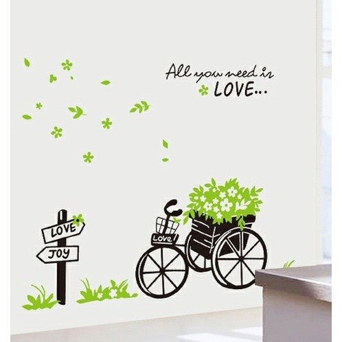 Unik Set Stiker Dekorasi Dinding Motif Becak Bunga New