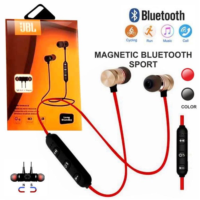 HEADSET BLUETOOTH MAGNET HEADSET HANDSFREE EARPHONE SUPER BASS