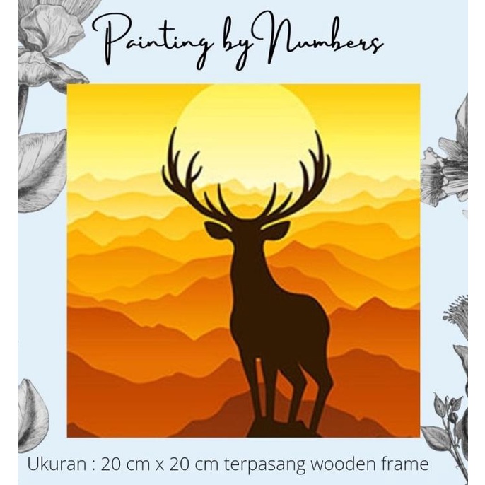 

Diy Painting By Number 20X20Cm Kerajinan Tangan - Deer Sunset