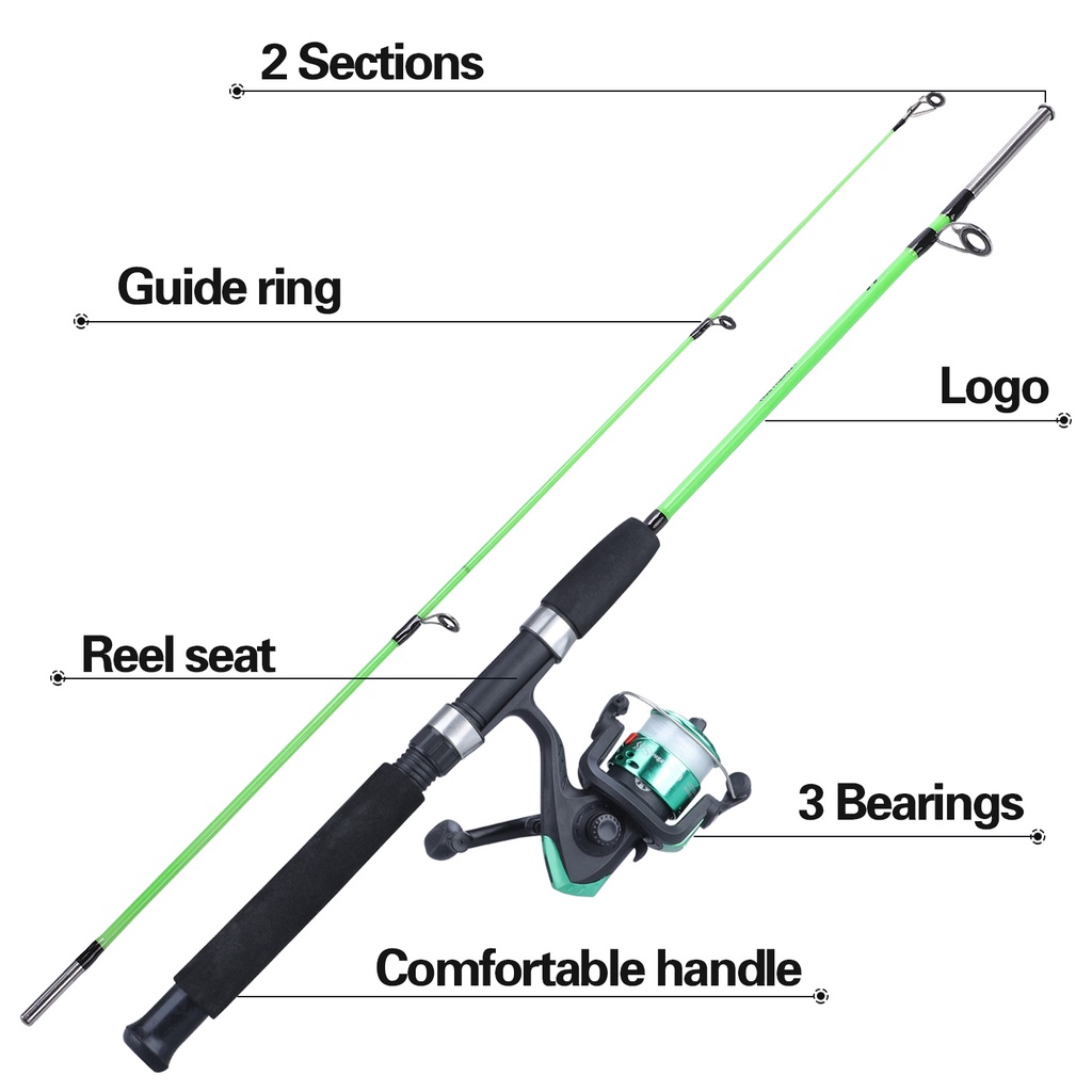 Sougayilang Set Pancing Kolam Termurah 2 Bagian Pancing Berputar Dan 3 BB Rasio Gigi Tinggi 5.2: 1 Spinning Reel Set Untuk Tangan Kiri/Kanan Untuk Air Tawar Joran Pancing Set