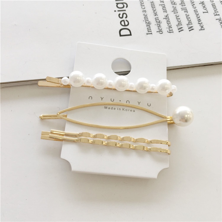 Metal Pearl Hairpin Combination Accessories Korea Simple Temperament Personality