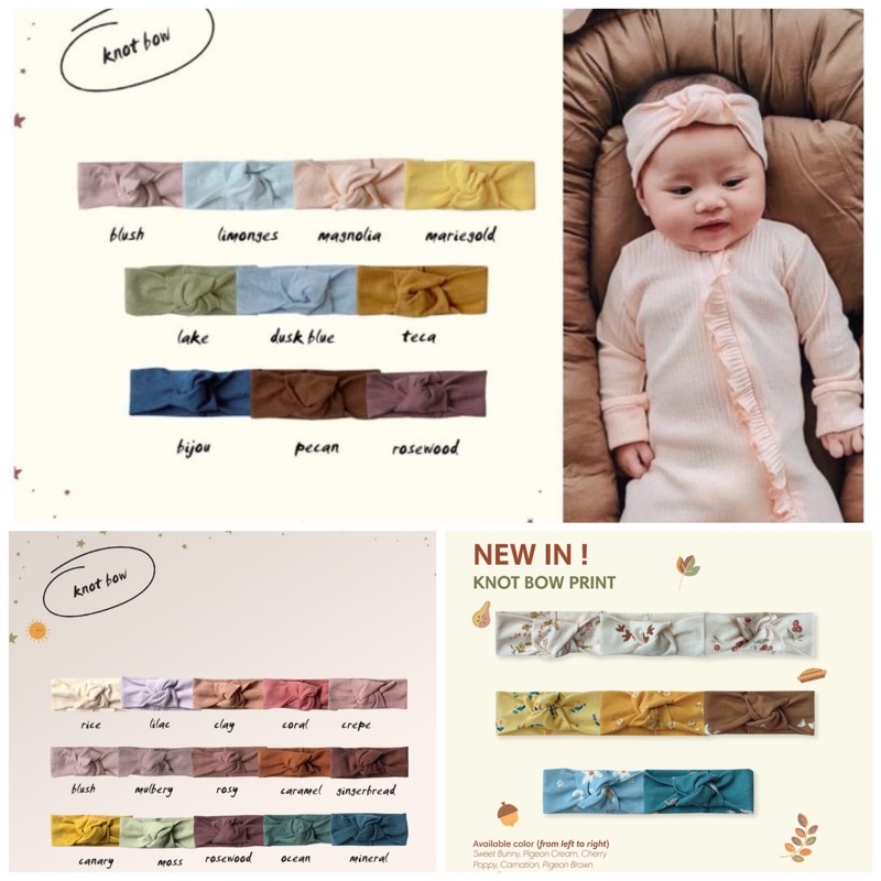 BohoBaby KNOT BOW / BohoPanna Bandana Boho Headband Bayi dan Anak Polos