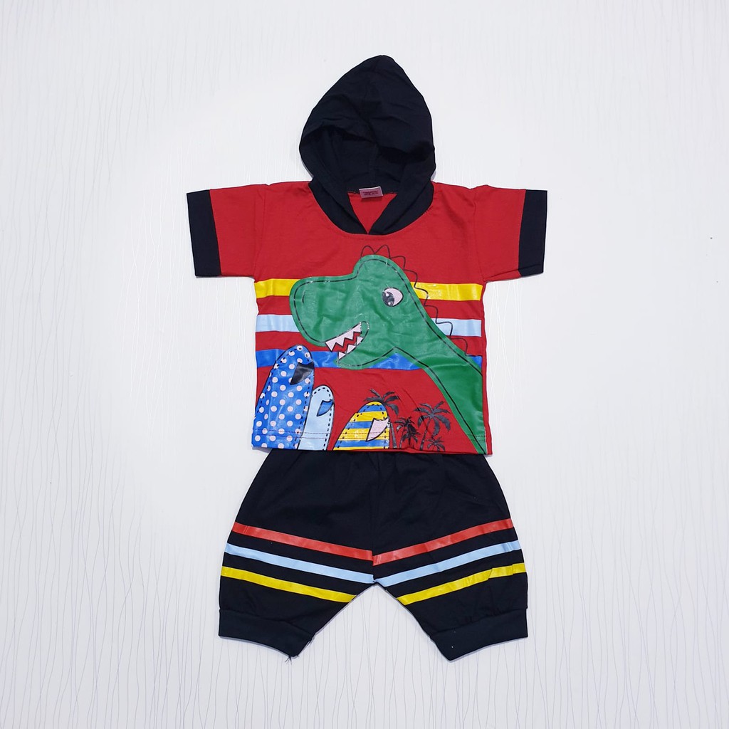 setelan pakaian joger anak unisex gambar dino