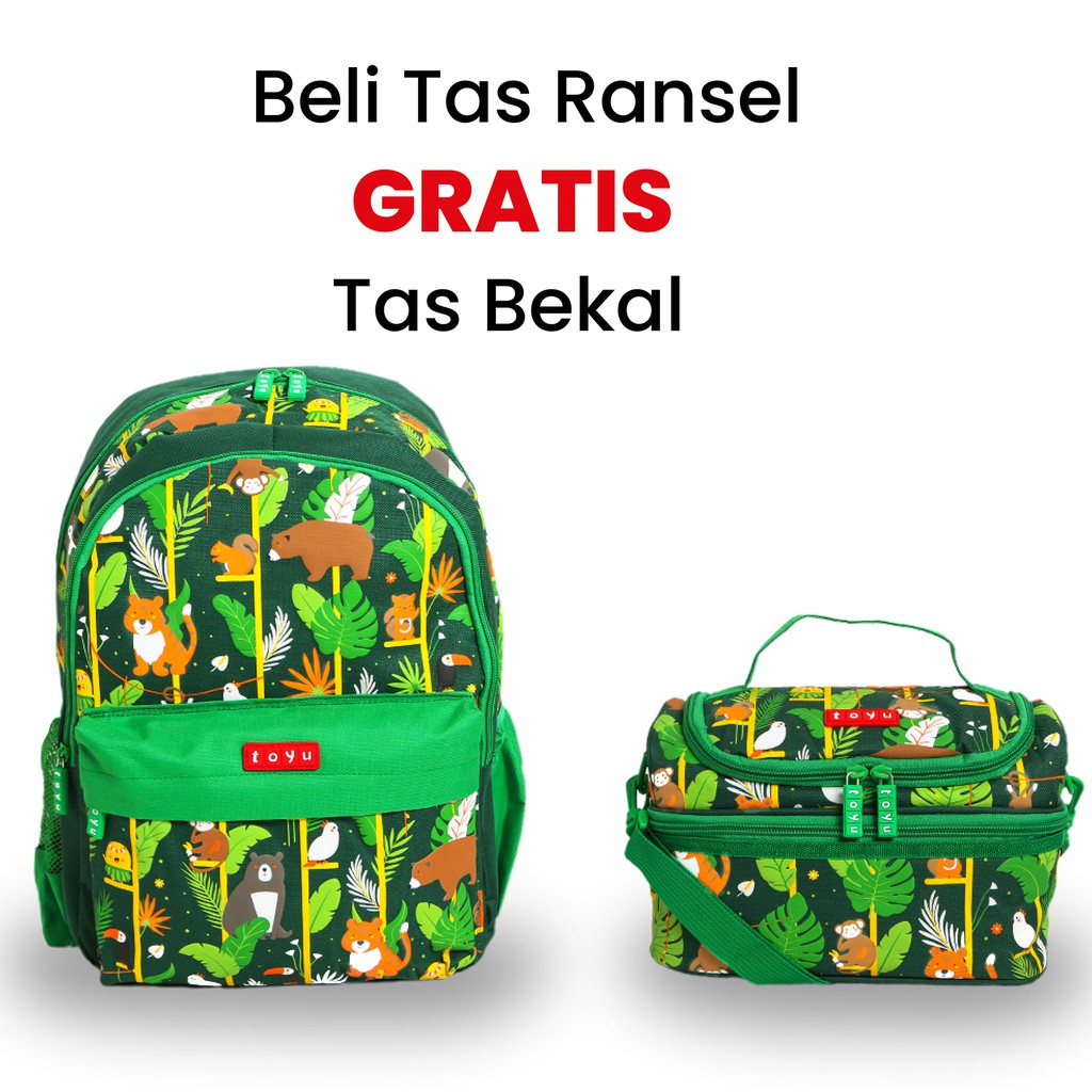 

Toyu Tas Sekolah Ransel Backpack Fashion Anak Laki-laki Karakter Lucu Hijau