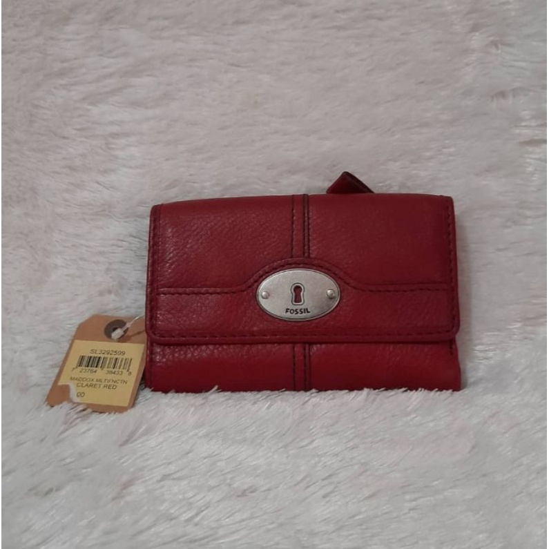 dompet fossil maddox multifunction red nwt