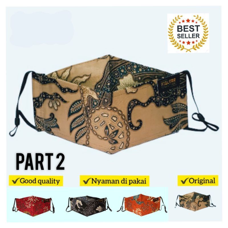 MASKER KAIN DEWASA MOTIF BATIK MODEL KOREA 3D KF94 KPOP TALI ADJUSTABLE EARLOOP HEADLOOP KUR STOPPER