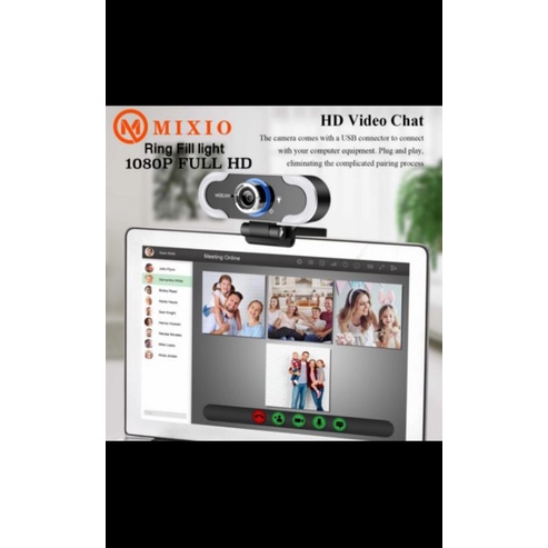 mixio B10 Webcam 1080p Full HD 3 Level Led Ringlihgt Camera microphone