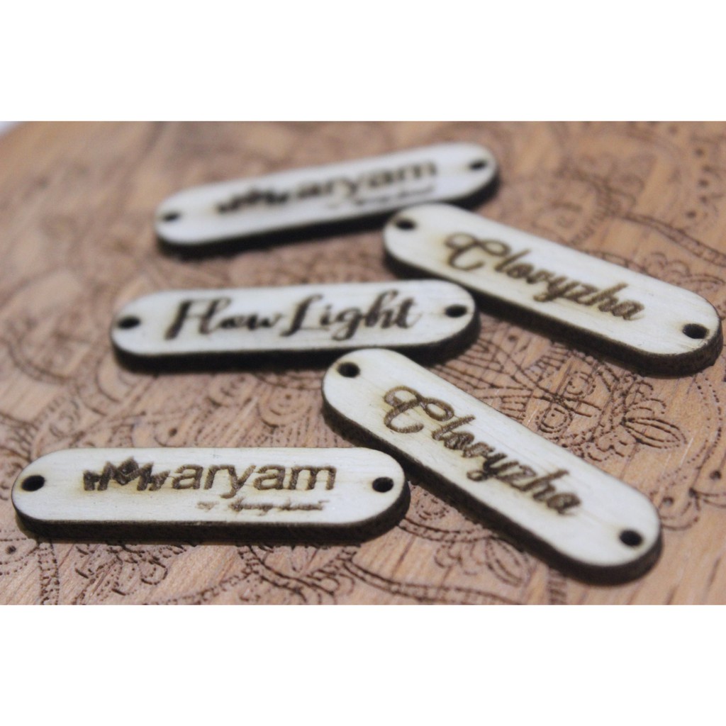 

Label Hijab & Tas Custom Playwood / Kayu Laser Cutting