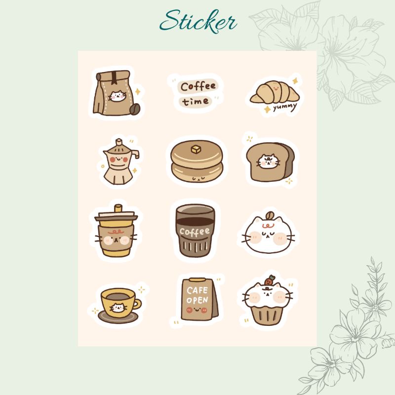 Cat Coffee Sticker | Sticker Murah | Cute Sticker