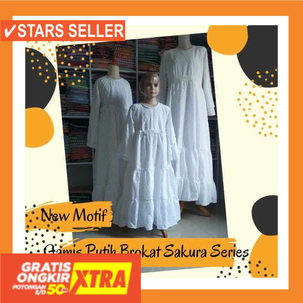 BUSANA MUSLIM TERBAIK MURAH BARU KECIL BESAR JUMBO BIG / GAMIS BROKAT ANAK PUTIH BAJU MUSLIM