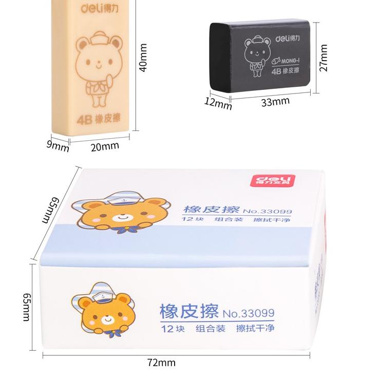 

Ready Stock!! Deli Eraser / Penghapus PVC 4 Warna Isi 12pcs/Box Hasil Bersih 33099