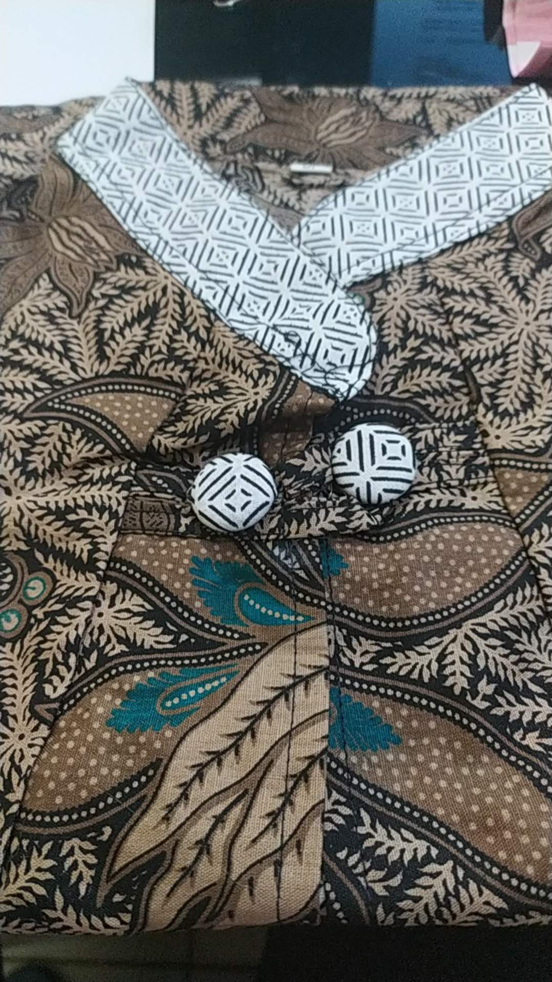 Tey-17 Batik Wanita Asj Hrb026 Kenongo Kemeja Tosca Pendek