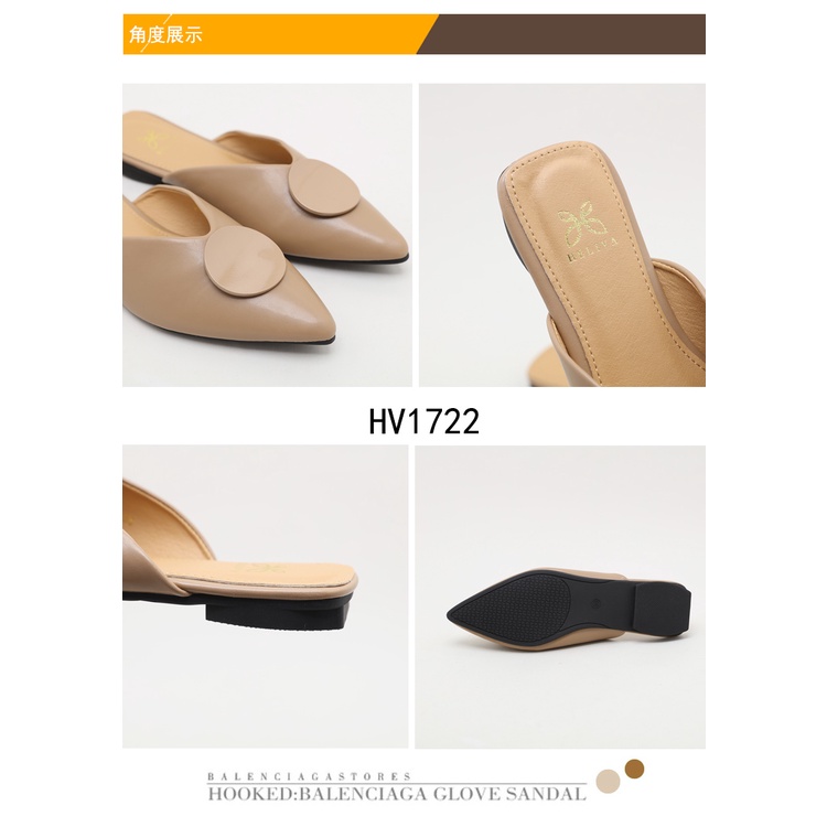 HELIVA VEGA Flat Shoes Mules Sepatu Lancip Bahan Kulit HV1722 Original Brand