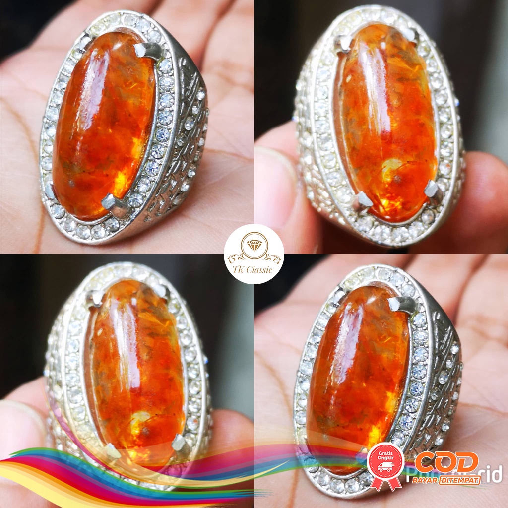 Cincin Batu Akik Getah Katilayu Kristal Model Pandan