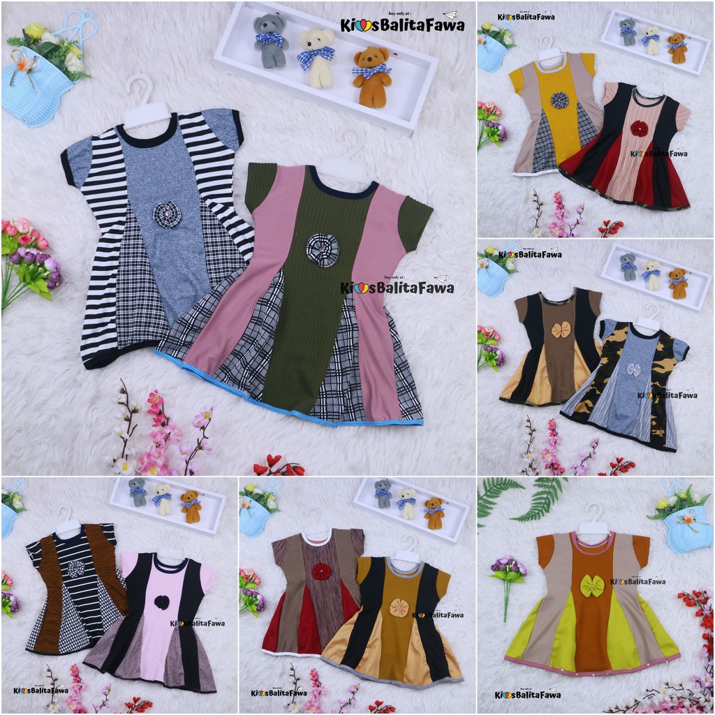 Dress Clara 1-3 Tahun / Baju Anak Perempuan Pesta Batik Gaun Anak Atasan Harian Lengan Bahan Adem