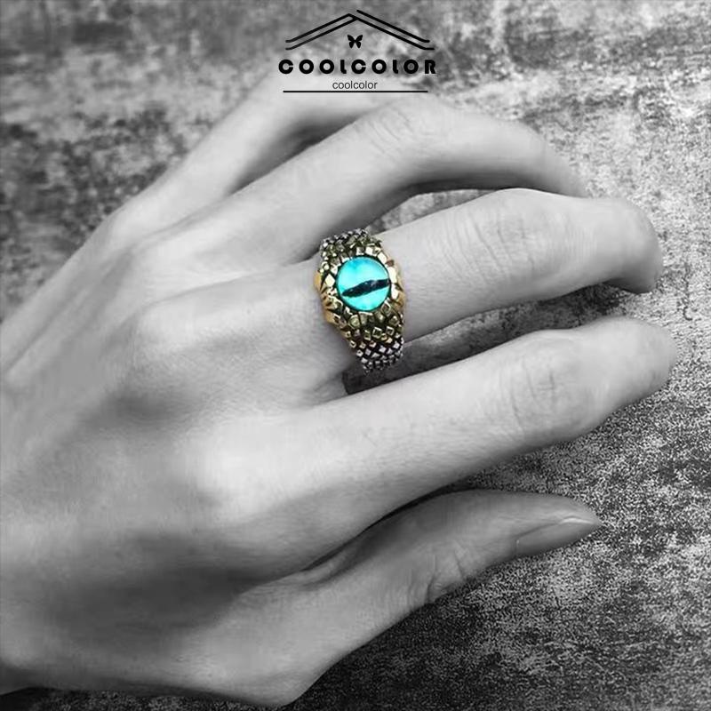 COD❤️2022 Cincin Pria Desain Mata Merah Bahan Metal Gaya Retro Punk Rock Untuk Pesta Motor- cl