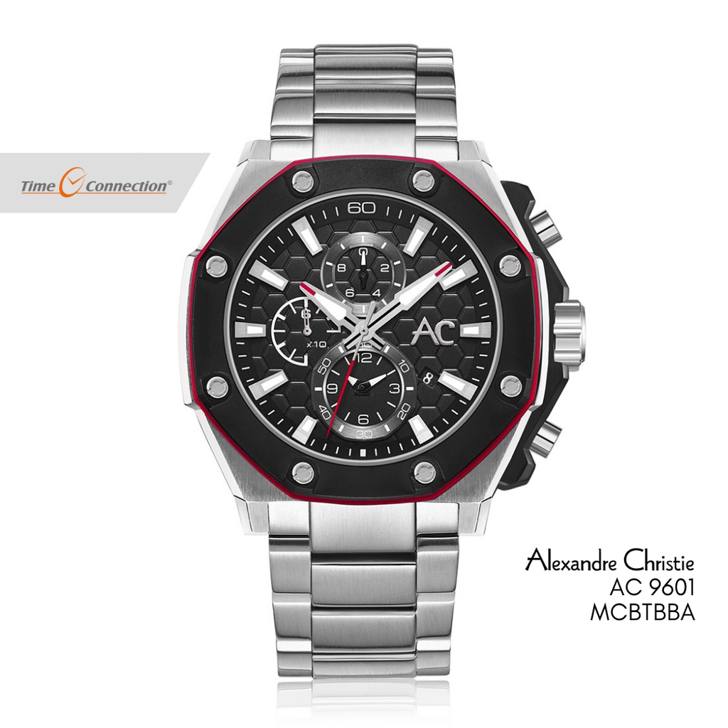 Alexandre Christie AC 9601 MCBTBBA Silver Hitam Original / Jam Tangan Pria Rantai / AC Collection St