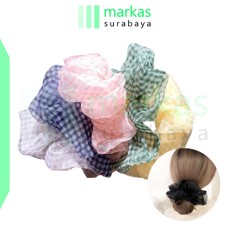 MARKAS ACC158 Ikat Rambut Wanita Scrunchie Karet Rambut Cepol Anak Motif Estetik