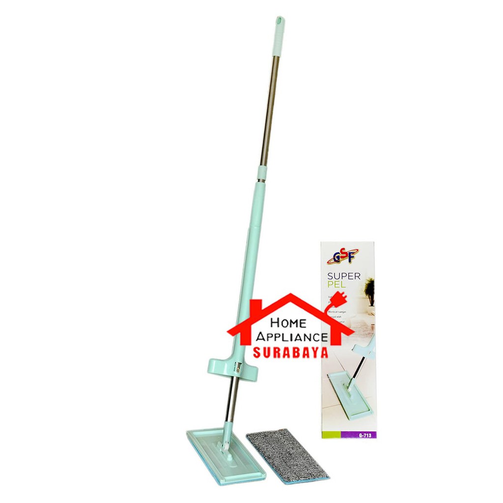 Alat Pel Lantai Praktis Flat Mop Super Pel GSF G 713 / GSF 713 + Free 2 Buah Kain Microfiber