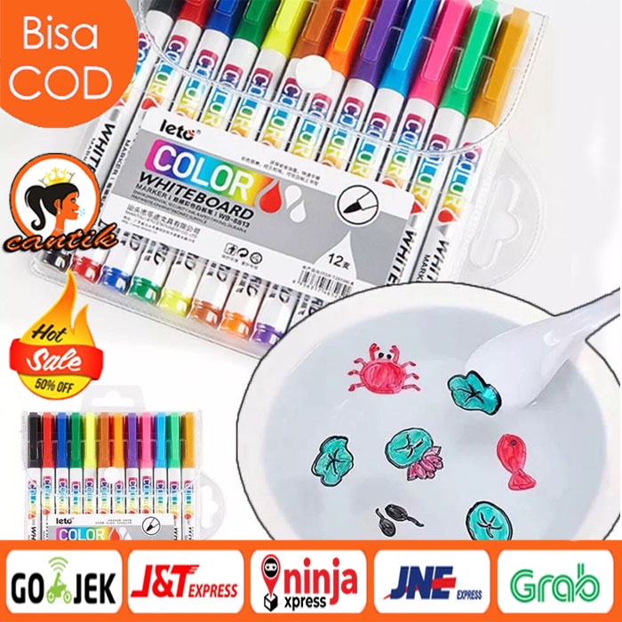 SPIDOL WARNA AJAIB / MAINAN SPIDOL AIR MENGAPUNG / MAGIC MARKER SPIDOL WHITE BOARD 12PCS / Magic marker floating pen water/spidol ajaib/Spidol Apung Air/ spidol Papan Tulis