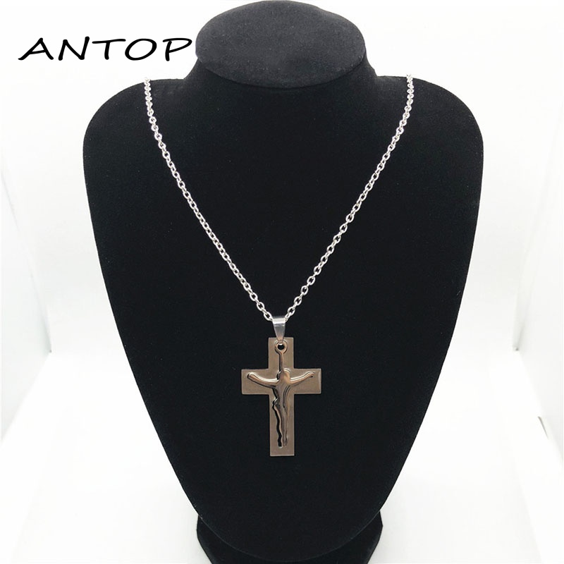 Kalung Rantai Liontin Bahan Stainless Steel Titanium Untuk Pria Dan Wanita