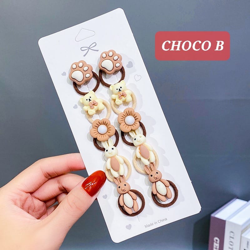 KARET CHOCO ISI 10 PCS IKAT RAMBUT ANAK CEWEK KOREA IMPORTFASHION PERNAK PERNIK AKSESORIS RAMBUT